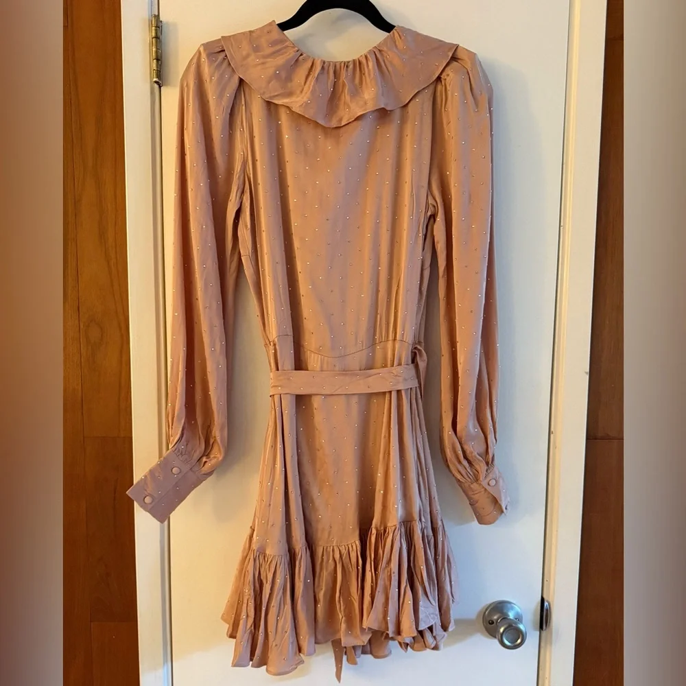 Selkie The Wrap Dress Pink in Sparkle Latte - Picture 4 of 10